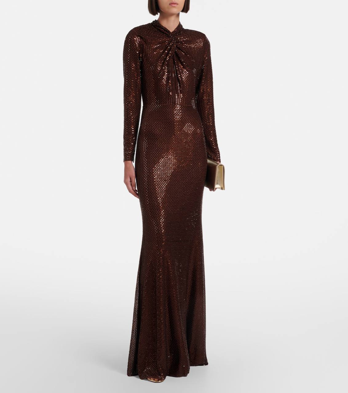 SP Brown Rhinestone Midi Dress