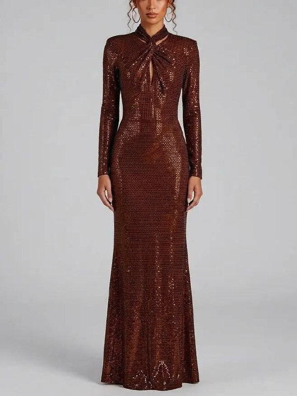SP Brown Rhinestone Midi Dress