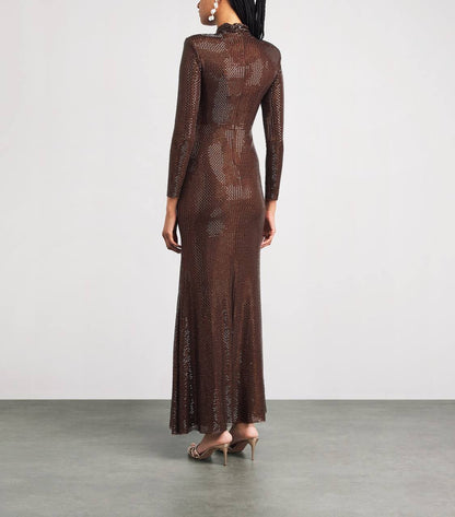 SP Brown Rhinestone Midi Dress