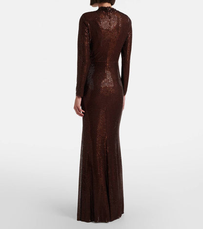 SP Brown Rhinestone Midi Dress