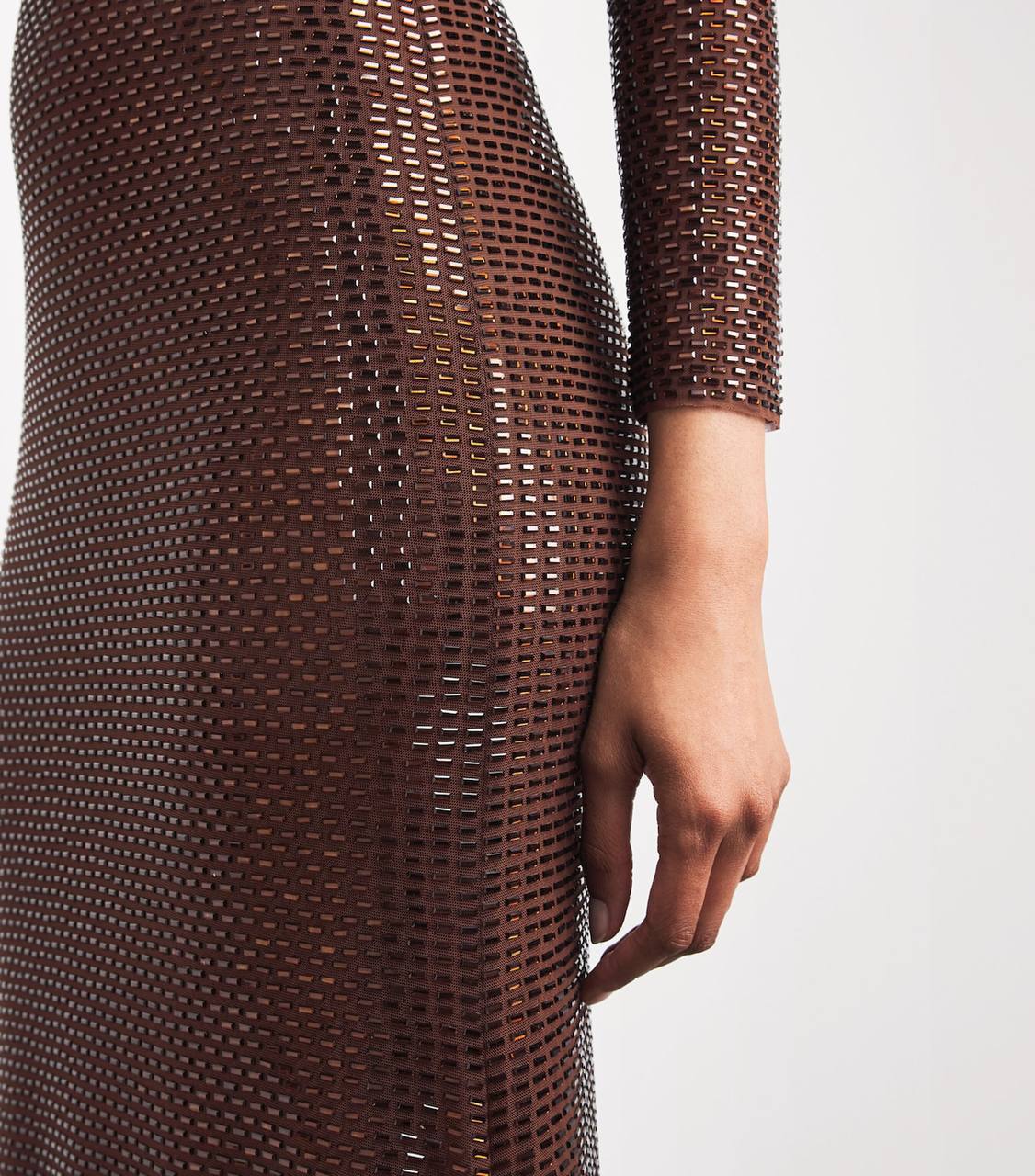 SP Brown Rhinestone Midi Dress