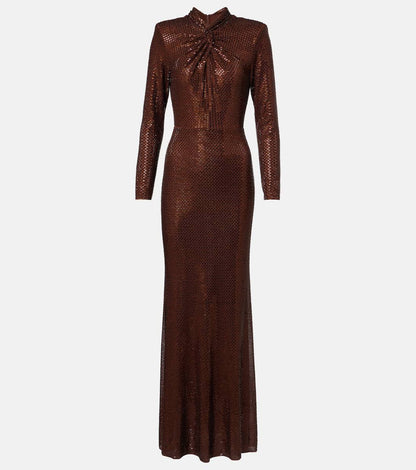 SP Brown Rhinestone Midi Dress