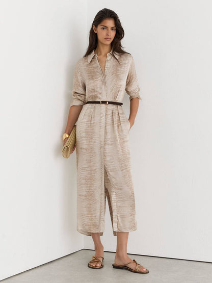 RS Sienna Snake-Print Viscose Belted ShirtDress Midi Dress