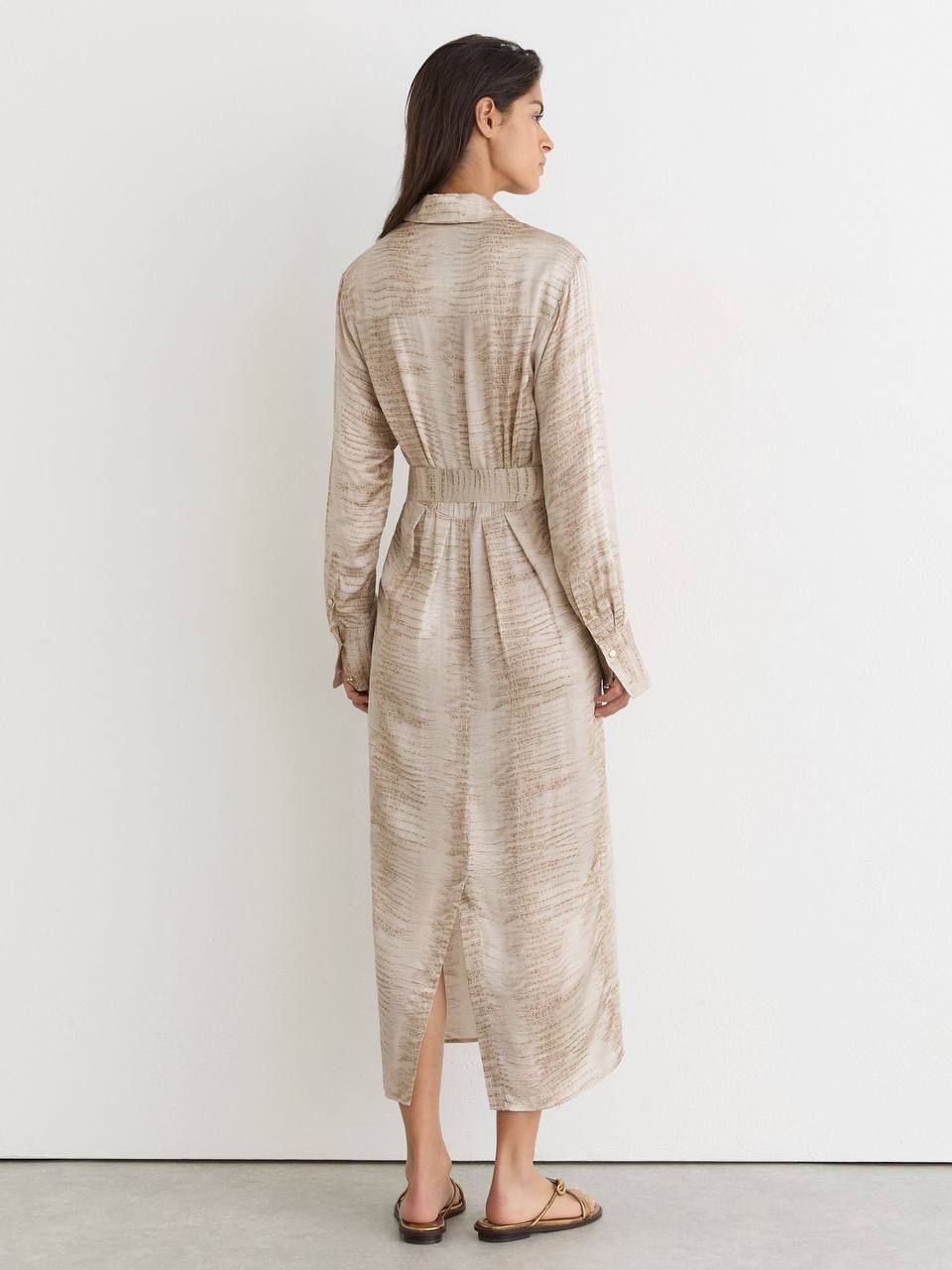 RS Sienna Snake-Print Viscose Belted ShirtDress Midi Dress