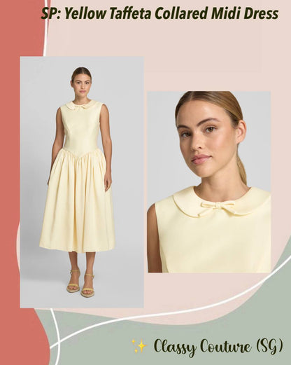SP Yellow Taffeta Collared Midi Dress