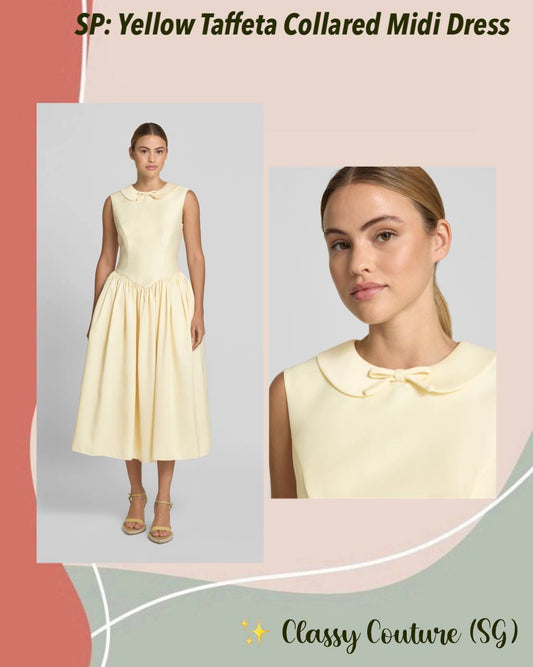 SP Yellow Taffeta Collared Midi Dress