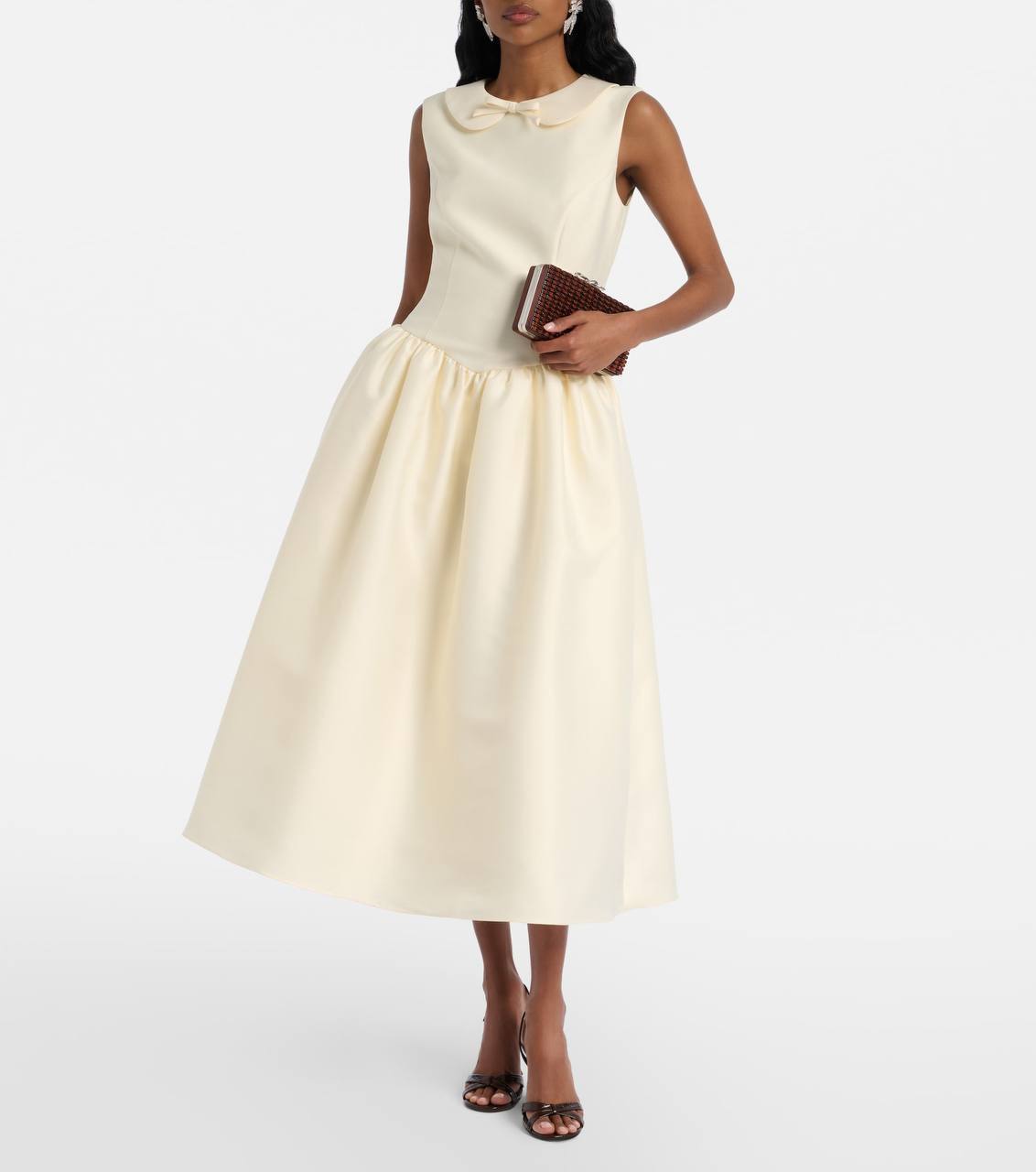 SP Yellow Taffeta Collared Midi Dress