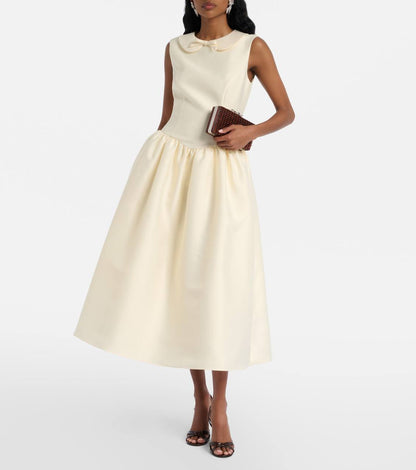 SP Yellow Taffeta Collared Midi Dress