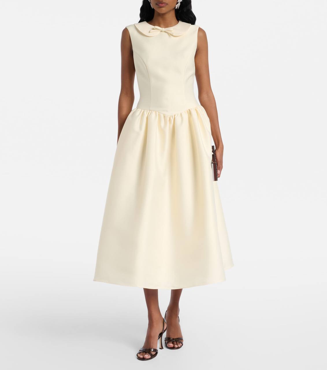 SP Yellow Taffeta Collared Midi Dress