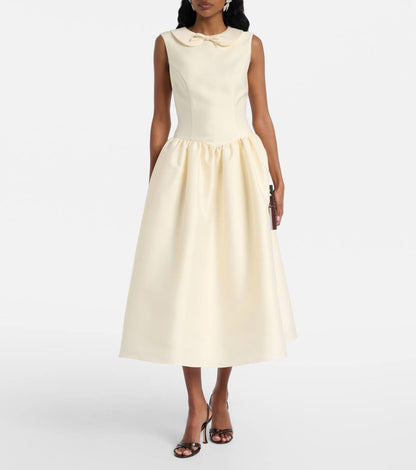 SP Yellow Taffeta Collared Midi Dress
