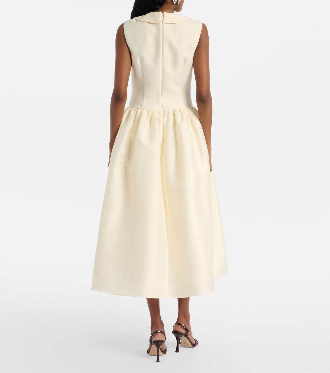 SP Yellow Taffeta Collared Midi Dress