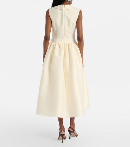 SP Yellow Taffeta Collared Midi Dress