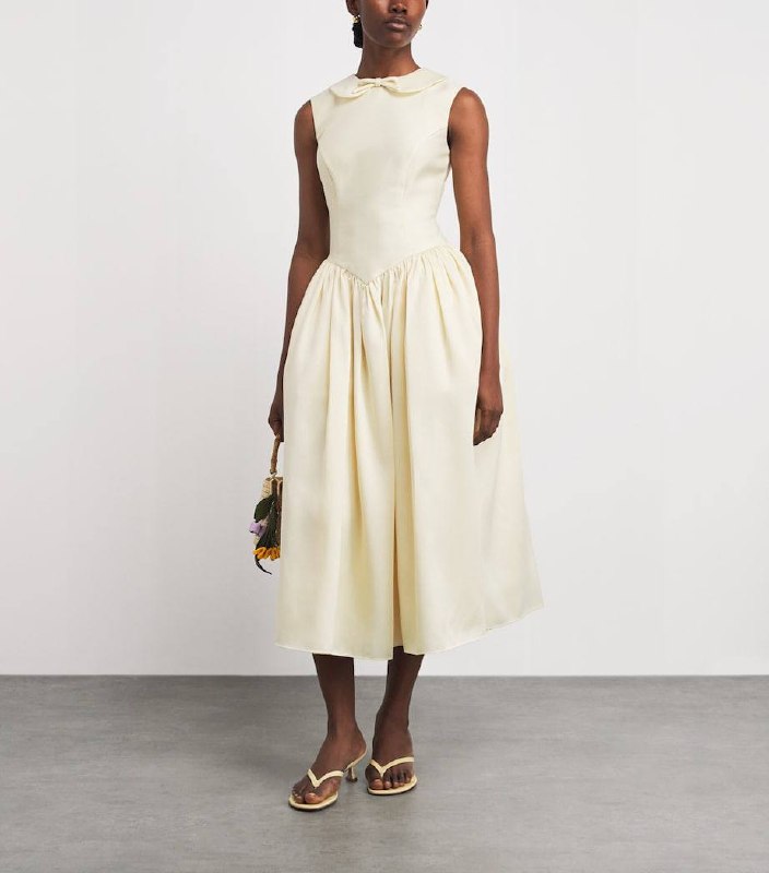 SP Yellow Taffeta Collared Midi Dress