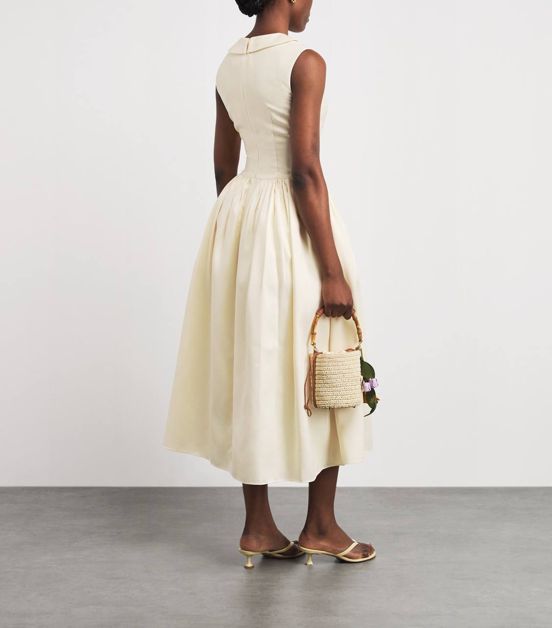 SP Yellow Taffeta Collared Midi Dress