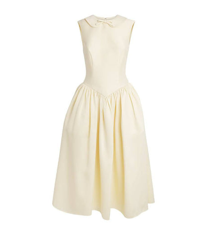 SP Yellow Taffeta Collared Midi Dress