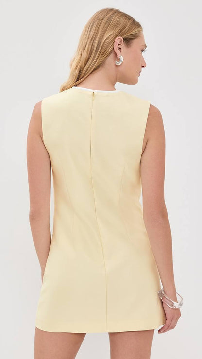 SP Yellow Taffeta Bow Sleeveless Shift Mini Dress