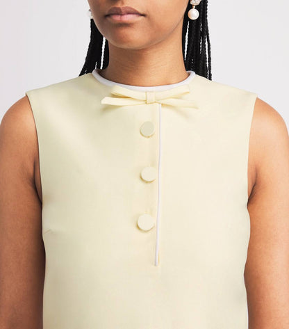 SP Yellow Taffeta Bow Sleeveless Shift Mini Dress