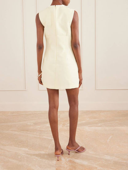 SP Yellow Taffeta Bow Sleeveless Shift Mini Dress