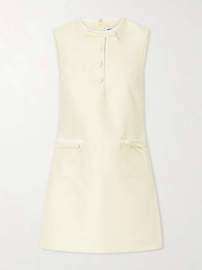 SP Yellow Taffeta Bow Sleeveless Shift Mini Dress