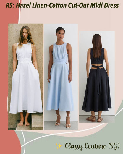 RS Hazel Linen-Cotton Cut-Out Midi Dress