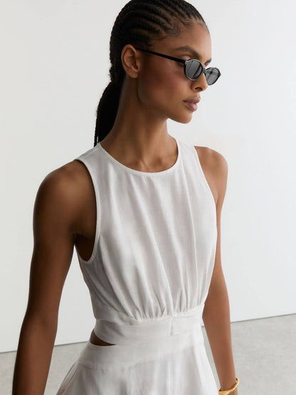 RS Hazel Linen-Cotton Cut-Out Midi Dress
