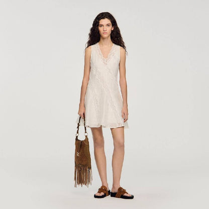 SD Linen-Blend Lace-Trim Dress
