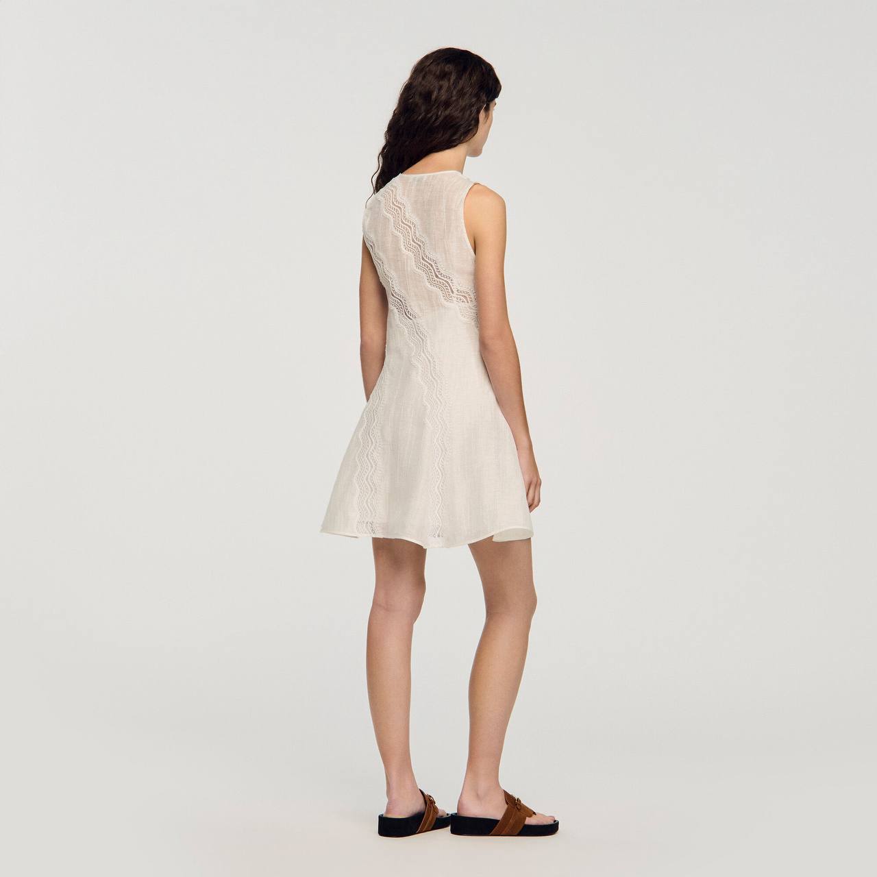 SD Linen-Blend Lace-Trim Dress