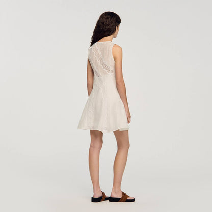 SD Linen-Blend Lace-Trim Dress