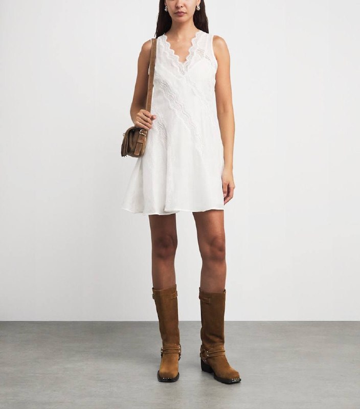 SD Linen-Blend Lace-Trim Dress