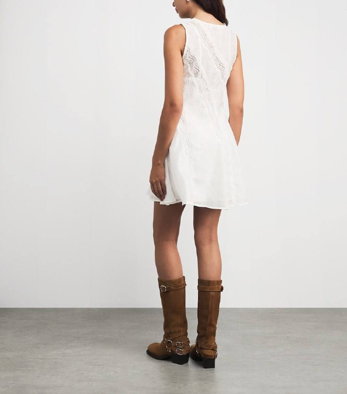 SD Linen-Blend Lace-Trim Dress