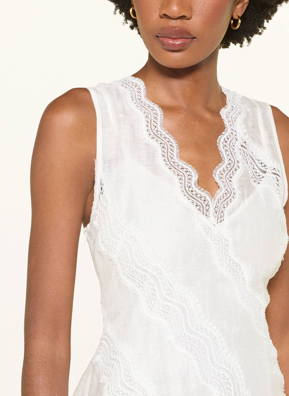 SD Linen-Blend Lace-Trim Dress