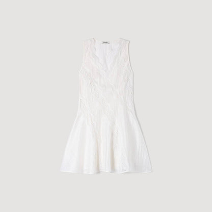 SD Linen-Blend Lace-Trim Dress