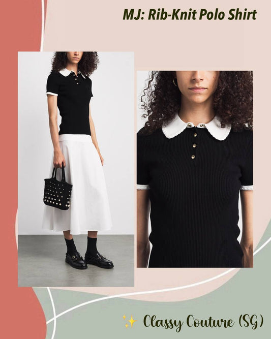 MJ Rib-Knit Polo Shirt