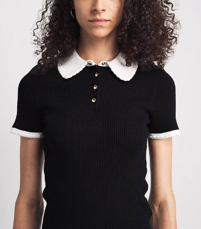 MJ Rib-Knit Polo Shirt