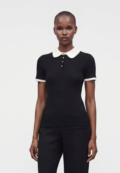 MJ Rib-Knit Polo Shirt