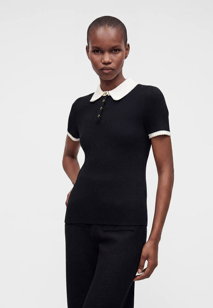 MJ Rib-Knit Polo Shirt
