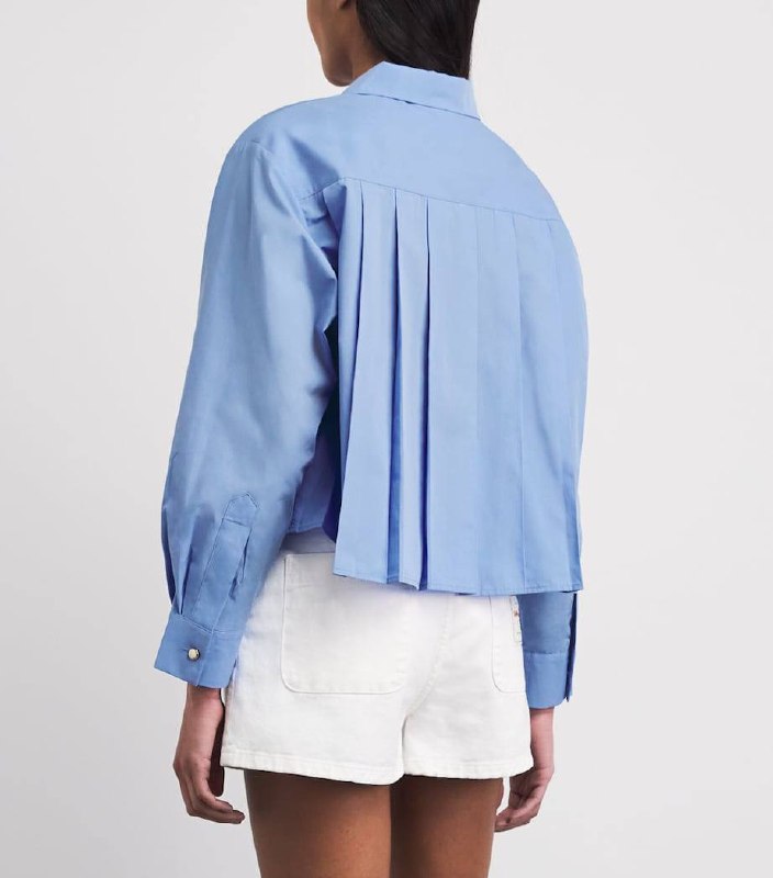 MJ Embroidered Pleated Cropped Shirt