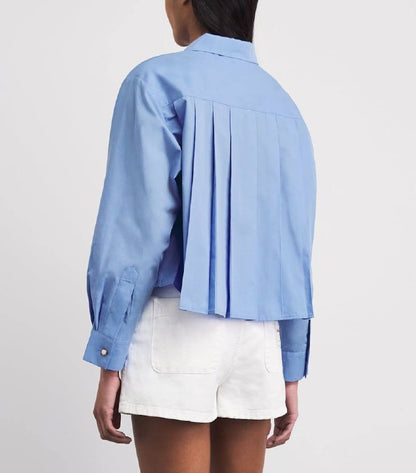 MJ Embroidered Pleated Cropped Shirt