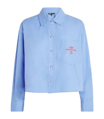 MJ Embroidered Pleated Cropped Shirt