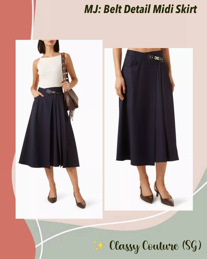 MJ Belt Detail Midi Skirt