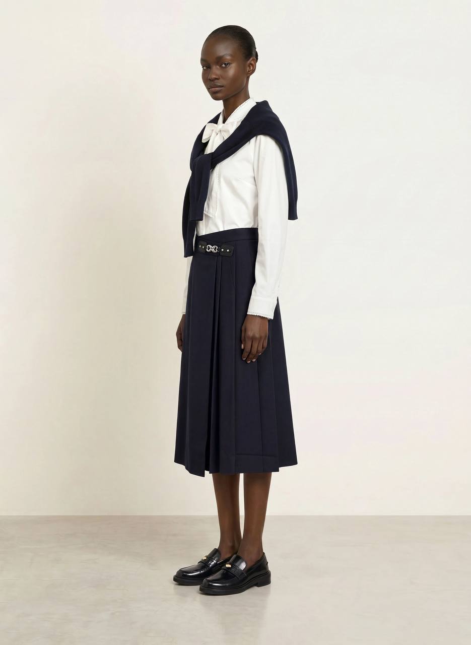 MJ Belt Detail Midi Skirt