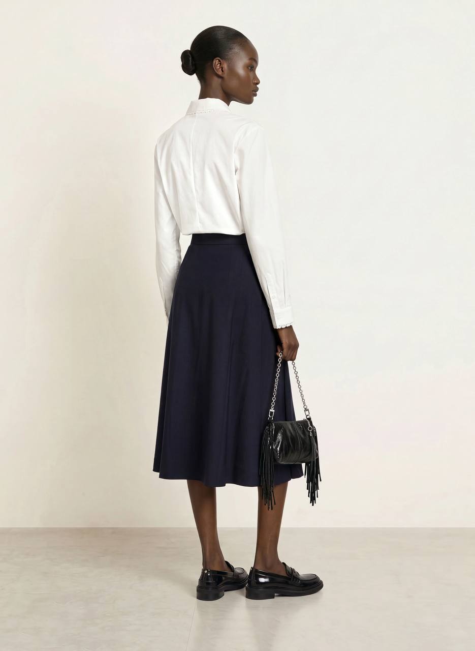 MJ Belt Detail Midi Skirt