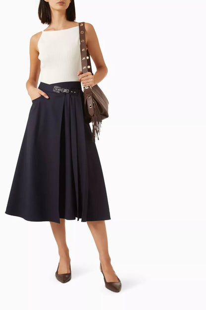 MJ Belt Detail Midi Skirt