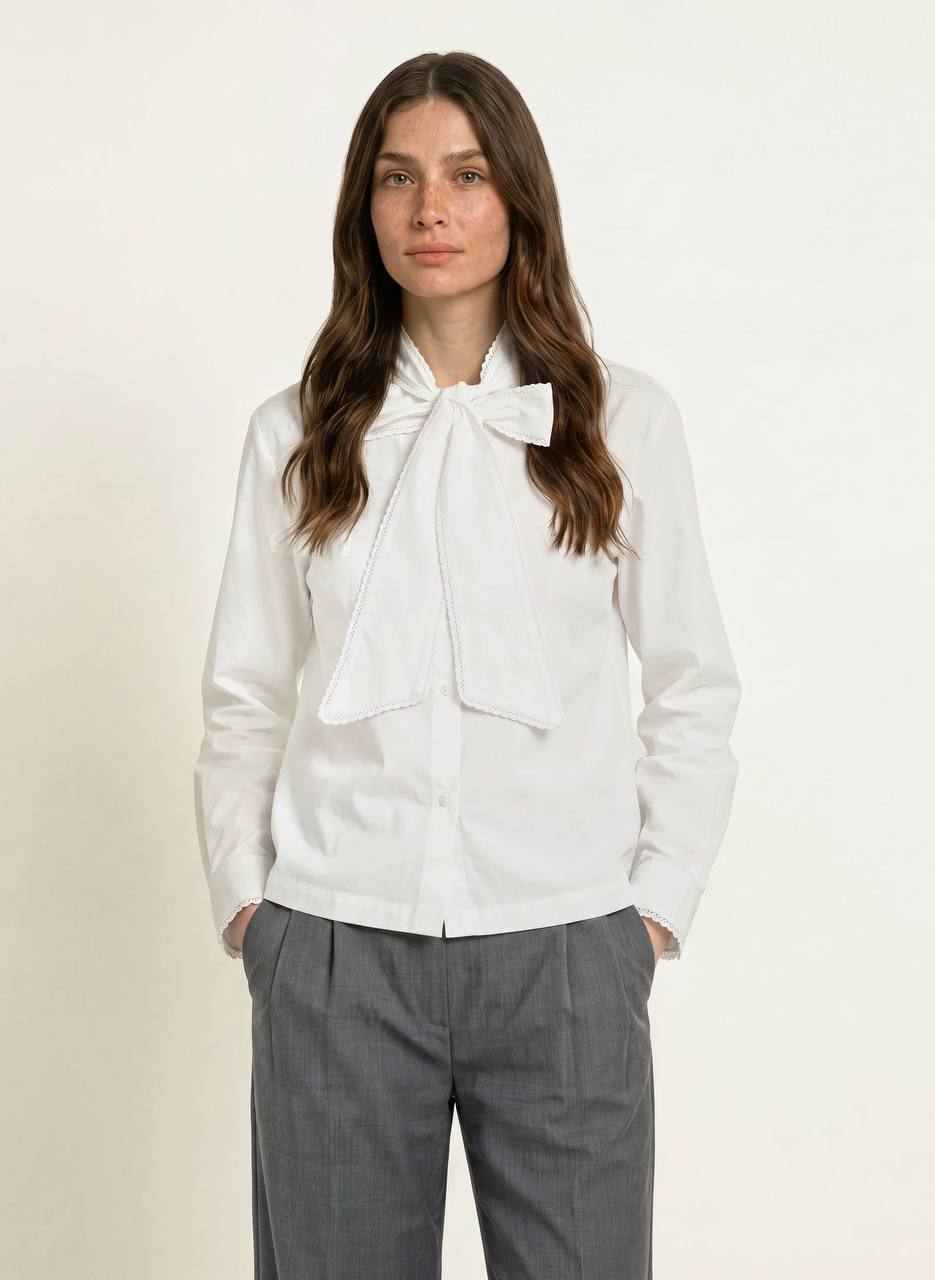 MJ Blouse With Detachable Bow Tie