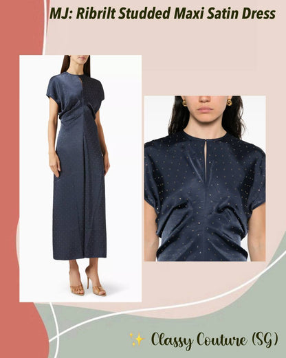 MJ Ribfilt Studded Maxi Satin Dress