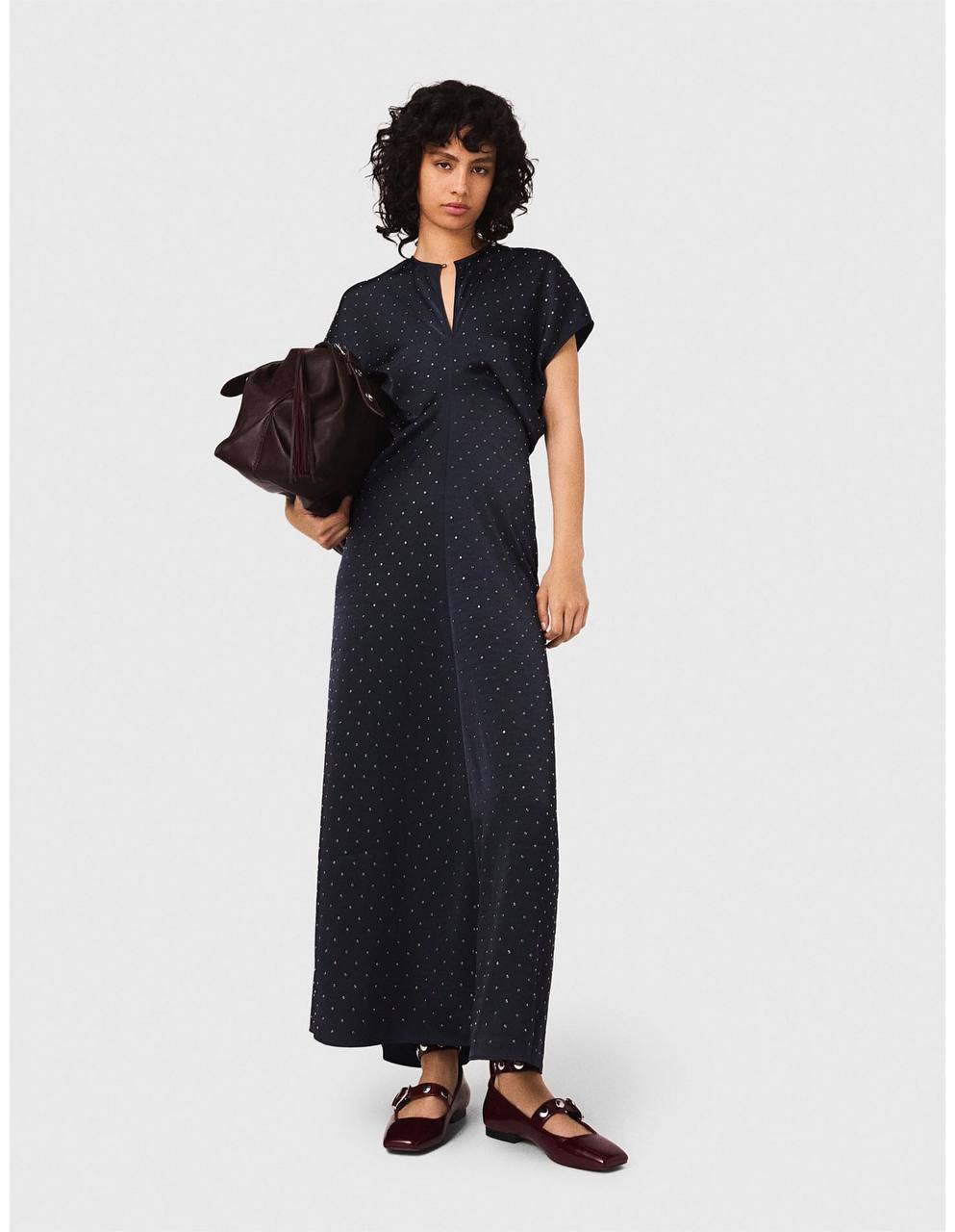 MJ Ribfilt Studded Maxi Satin Dress