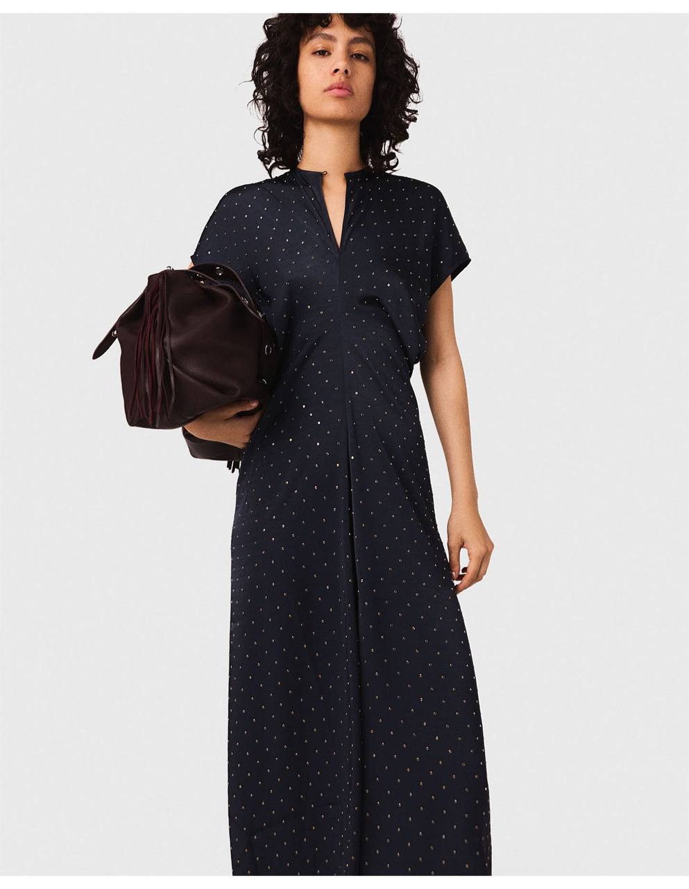 MJ Ribfilt Studded Maxi Satin Dress