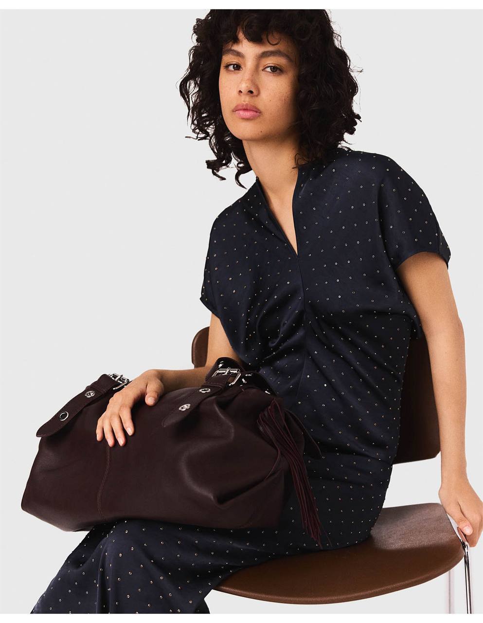MJ Ribfilt Studded Maxi Satin Dress