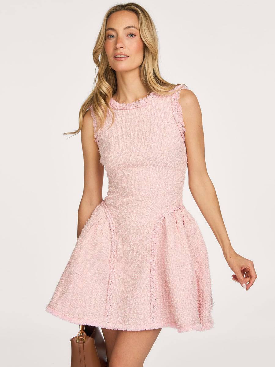 SP Pink Sleeveless Boucle Woven Mini Dress