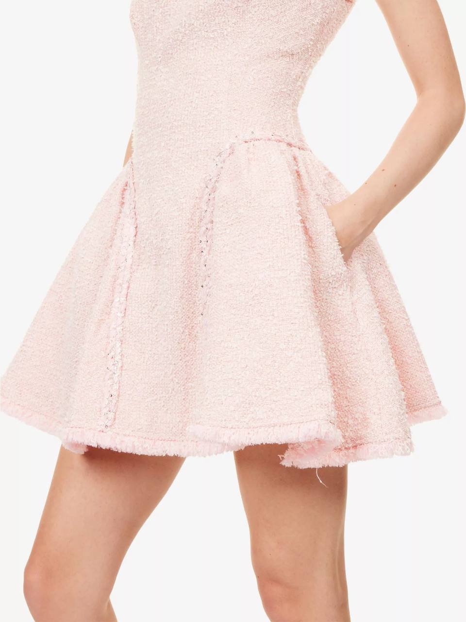 SP Pink Sleeveless Boucle Woven Mini Dress